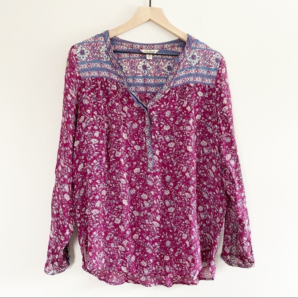 Lucky Brand Sheer Bohemian Blouse Size Medium